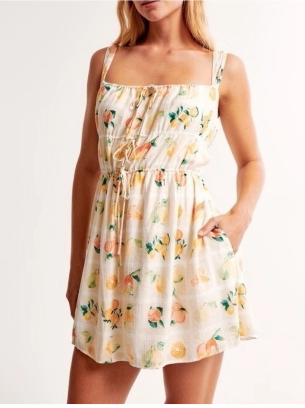 Abercrombie & Fitch Tie-Front Citrus Print Mini Dress Size L